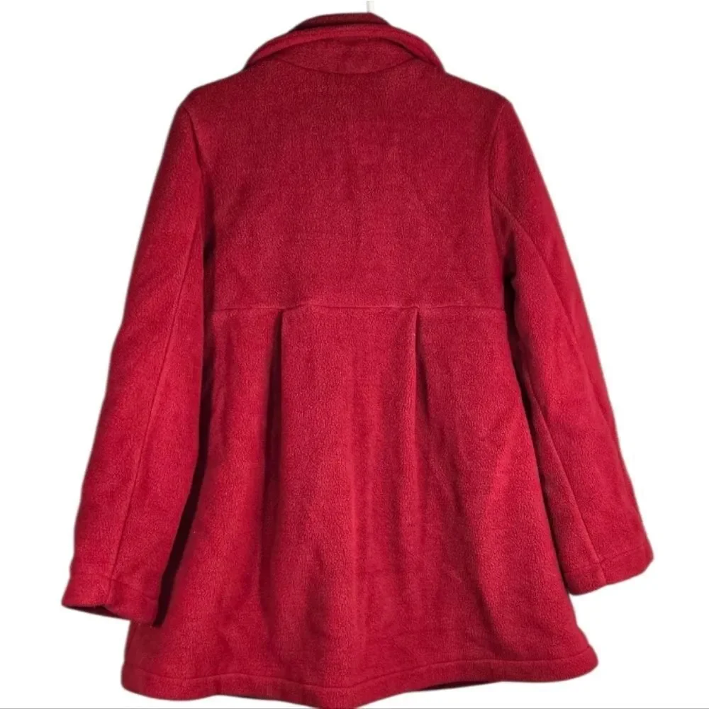 Girls Red Peacoat Children's Place Ruffle Winter Coat Buttons Satin Lined Fleece